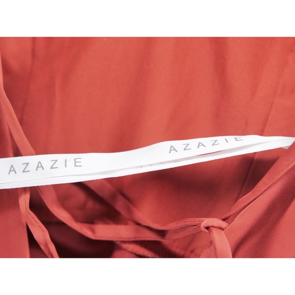 AZAZIE Mei Stretch Satin Dress US size A2 Terracotta Red - Picture 6 of 9